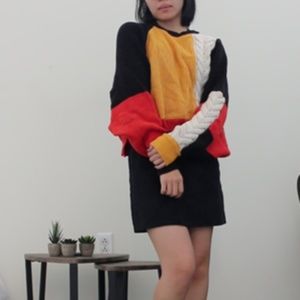 Knitted multi-colored crop sweater
